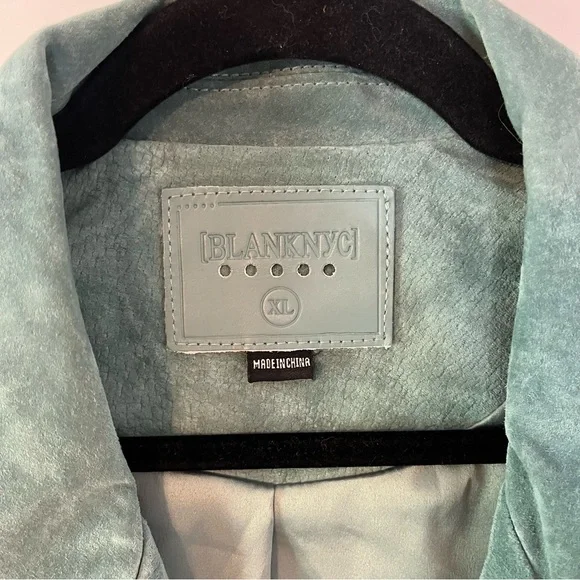 Blank NYC Suede Moto Jacket Sage Green Leather Size XL - Picture 12 of 15